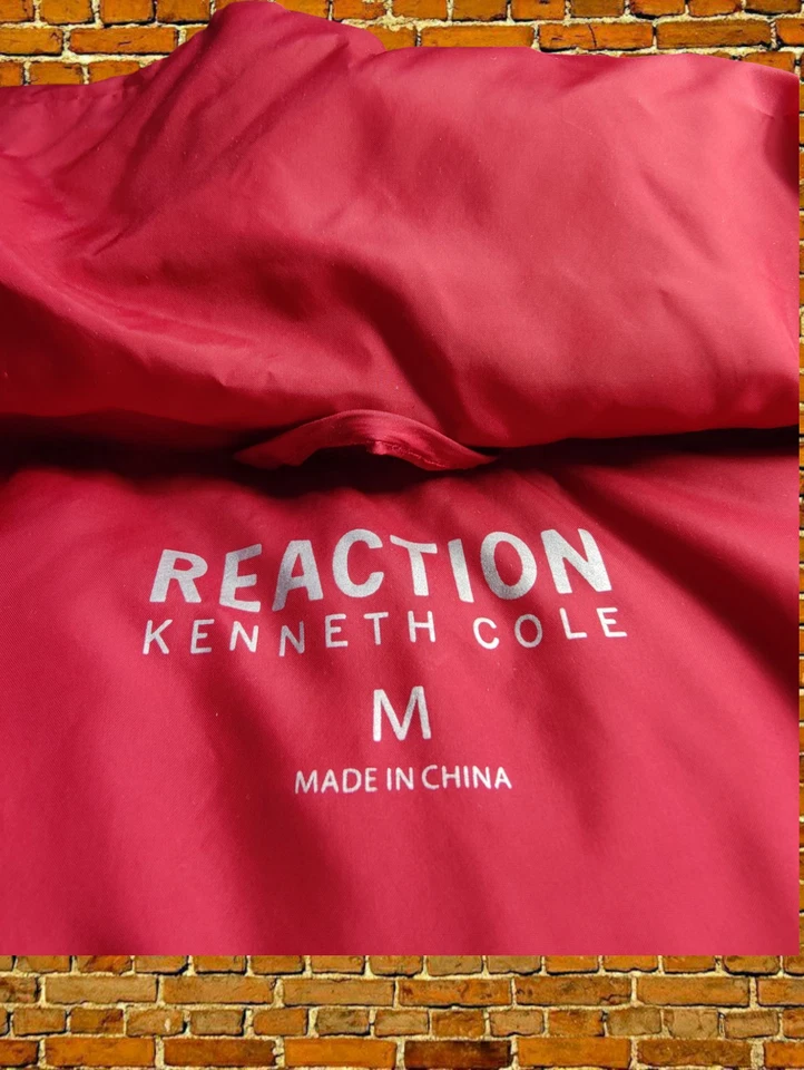 KENNETH COLE REACTION RED PUFFER JACKET COAT MEDIUM WOMENS PADDED DOWN HOODED M - Image 4 of 4