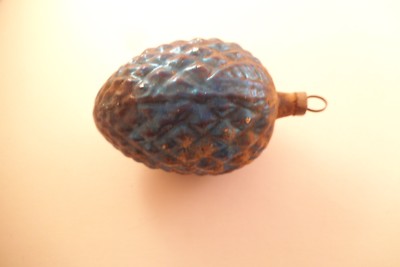 Vintage Mercury Glass Christmas Ornament Blue Diamond Grapes Raspberry