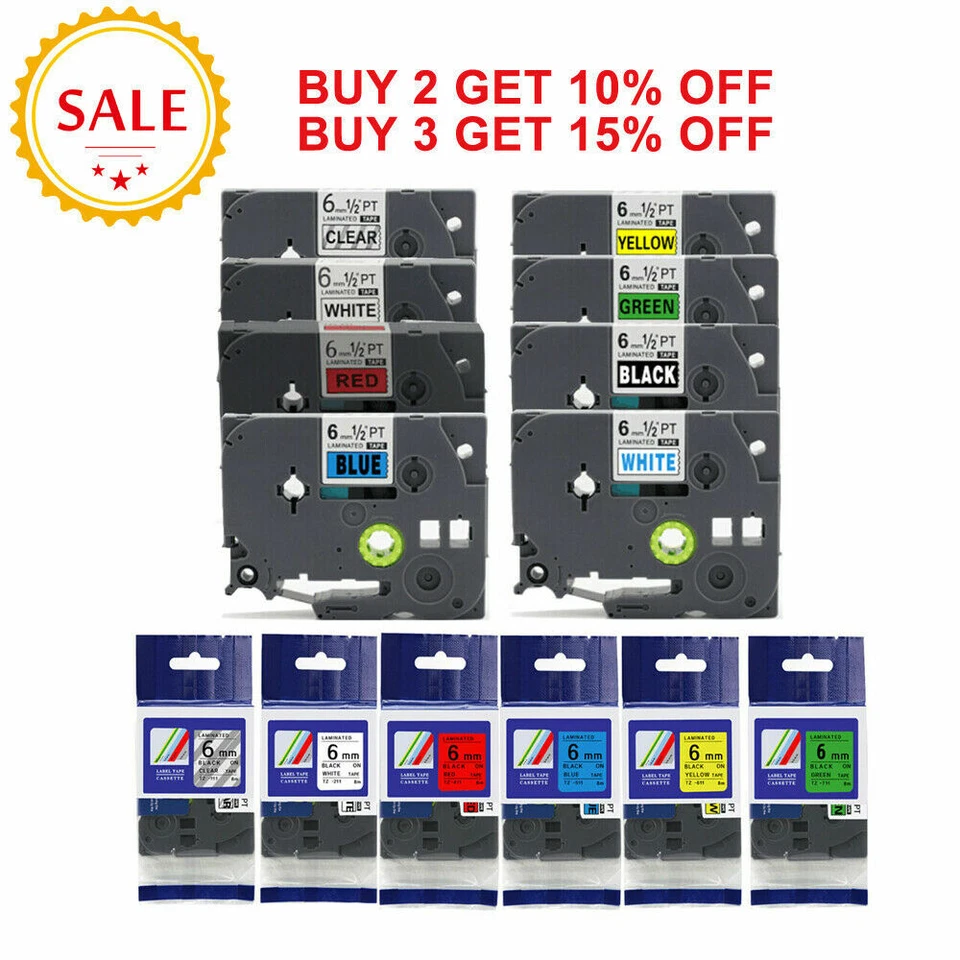 PRESTIGECARTRIDGE 1 X COMPATIBLE LABEL TAPE fits BROTHER, 6mm P-TOUCH PT-E100 PT-H101C H101C