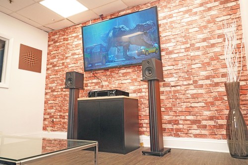 2) Rockville Dark Wood 36" Speaker Stands Fits Wharfedale Diamond 12.0 Black Oak - Picture 6 of 9