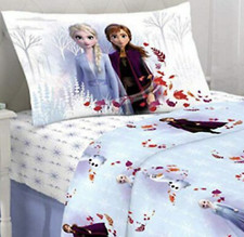 Disney Frozen 2 Elsa Anna Twin Sheet Flat Fitted Pillowcase 3 Pc Set Microfiber