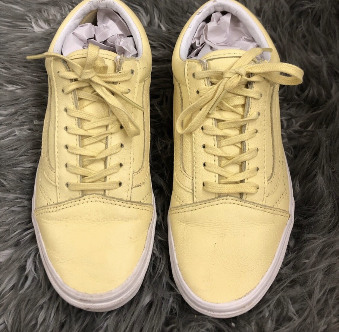 Pastel Yellow Yellow Vans Old Skool High Tops Vans Shoes 