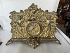 Antique National Electric Clock Co. "Queen" Gilt Cast Iron Night Light Clock
