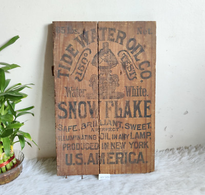 1920s Vintage Tide Water Oil Co. Advertising Wooden Retro Sign Board USA WN424