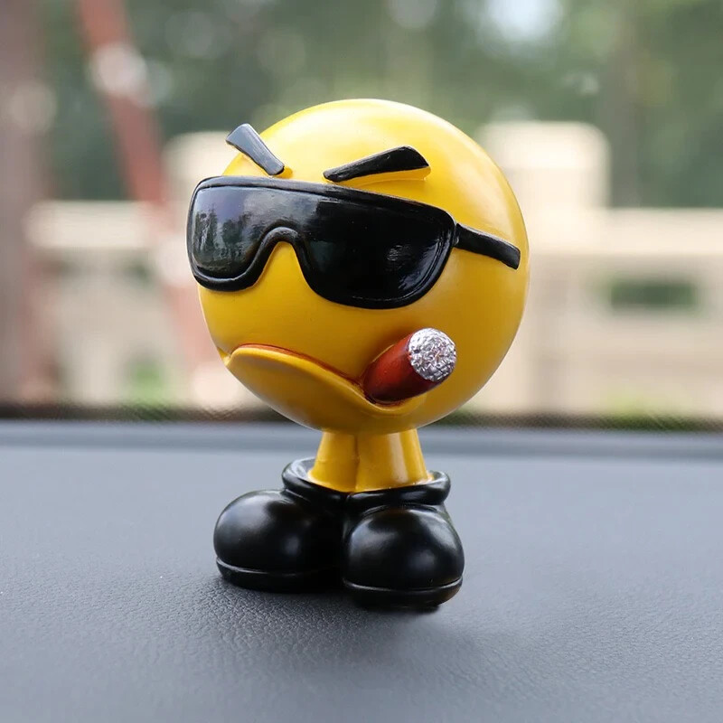 Shaking Head Doll Expression -  Cute Cartoon Car Dashboard O