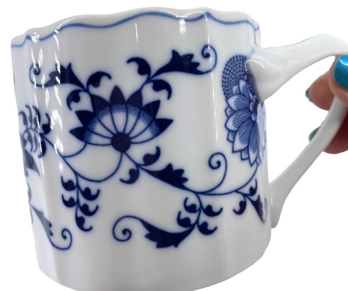 2 Vtg Blue Danube Japan 3 1/4 Coffee Mug Cup Porcelain Floral Onion  Scalloped | eBay