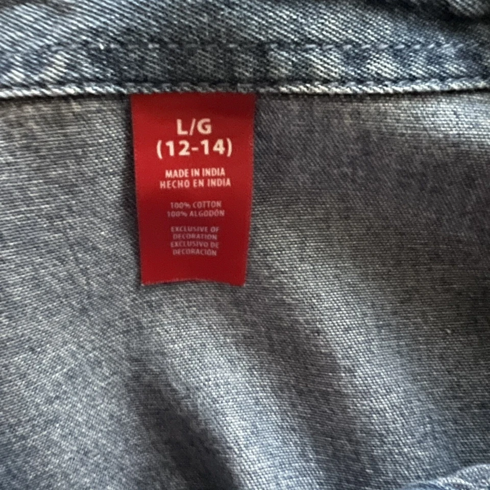 Винтажная джинсовая эксклюзивная декоративная вышитая рубашка с пингвинами на пуговицах размер L - Изображение 4 из 4