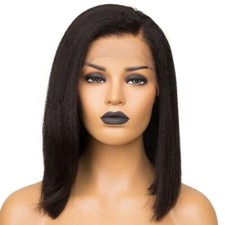 Full Lace Wigs Straight Bob Wig Brazilian Virgin Human Hair Wigs Pre Plucked 12"