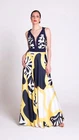 EDAS women's long dress dress with contrast bands pattern OPTICAL BLUE