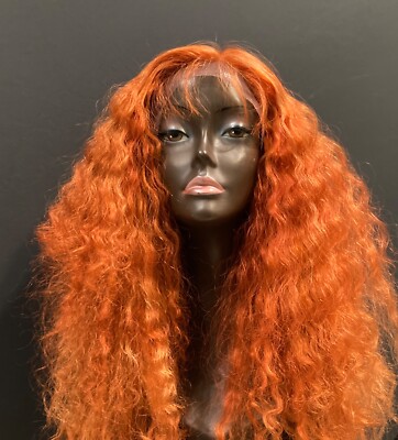orange human hair lace front wig