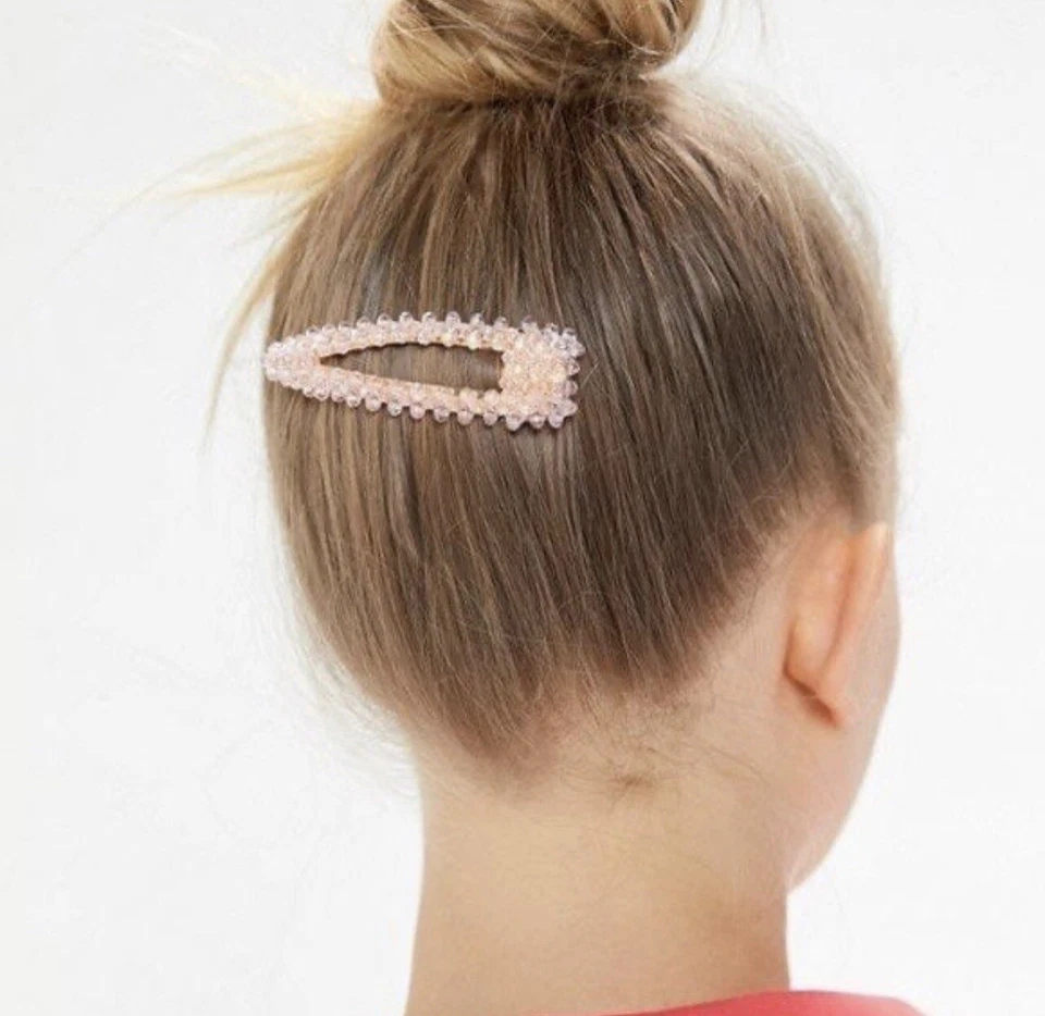 NUEVO CON ETIQUETAS Urban Outfitters Pastel Rosa Claro Cuentas Brillante Dorado Clip de Pelo Juego de Correas Foto 4 de 4