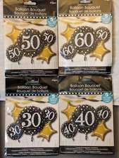 AGE 30th 40th 50th 60th BIRTHDAY BALLOON BOUQUETS -  Foil Mylar  YOU PICK - NEW