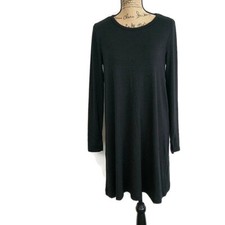 Gap Womens sz M Shift Dress Black Knit Long Sleeve Above Knee