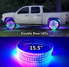 JHB 15.5" APP Remote DOUBLE ROW CHASING Flow illuminated LED Wheel Rings Lights