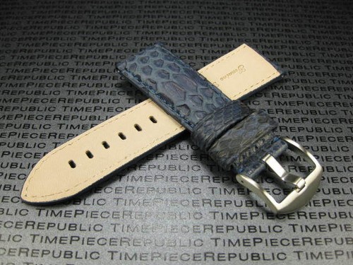 20 mm Python Haut Leder Armband Marineblau Band Dornschließe Seamaster - Bild 4 von 5