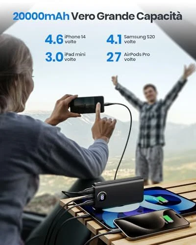 VirtuDrill Power Bank 20000 mAh, 22.5W Powerbank Ricarica Rapida PD3.0 QC4.0 Car - Bild 7 von 7