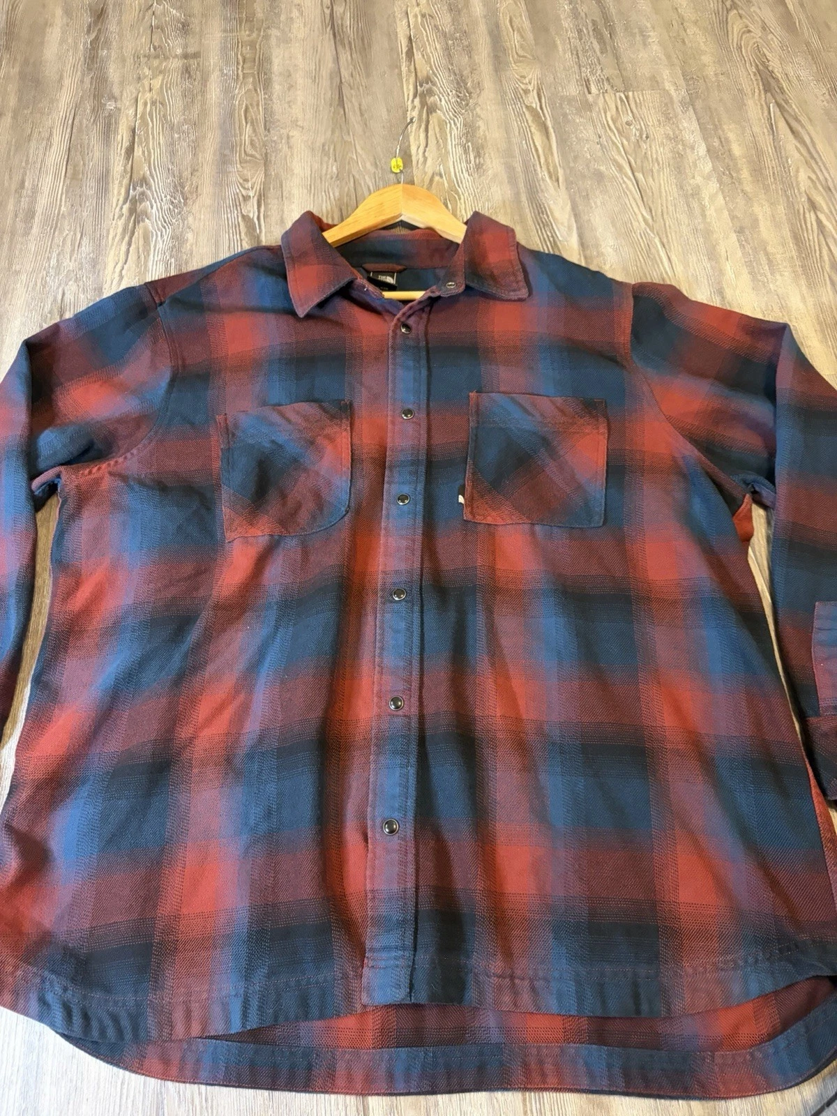 The North Face Flannel Shirt Mens XXL Red Blue Plaid Button Up Outdoor Casual