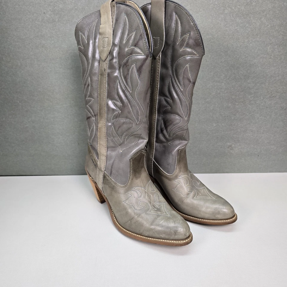 Botas vaqueras occidentales vintage de cuero gris Capezio talla 8 hechas en EE. UU. Foto 3 de 4