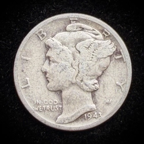 90% Silver - 1943 Mercury Dime Circulated Junk Silver US Coin - A1-16