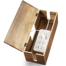 Large Cable Management Box - Burnt Wood Organizer and Power Brown