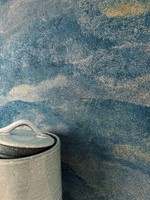 Newroom Vliestapete Blau Glitzer Metallic Modern Glamour Wohnzimmer Elegant