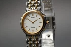 Vintage N MINT New Batt SEIKO Exceline 7320-0410 Gold Qz Ladies Watch JAPAN