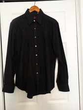 Robert Graham Black Embroidered Floral Long-Sleeve Shirt Medium