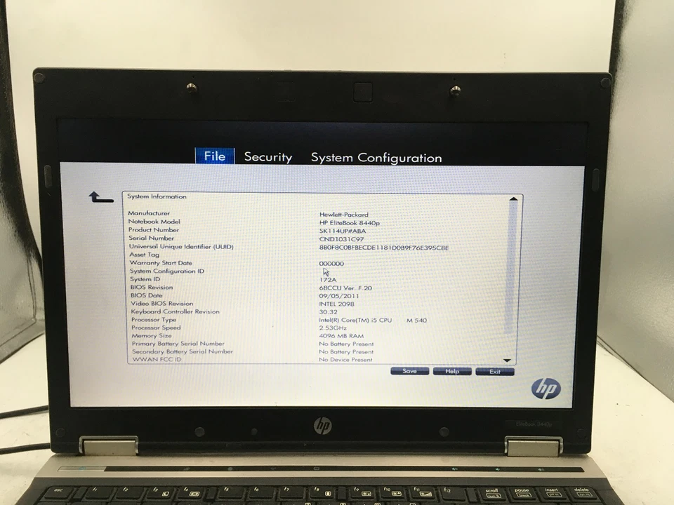 HP ELITEBOOK 8440P - BOOTS TO BIOS - INTEL I5 M520 - 4GB RAM - 14" -READ DESC-BB - Image 2 of 4