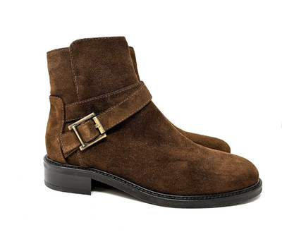 Aquatalia Bree Brown Suede Waterproof Ankle Boots Buckle Women's Size 7 NEW $325