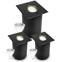Juavi Schwarze Bodenleuchte Einbau Befahrbar 3Er Set Inkl. Led 3W Neutralweiß