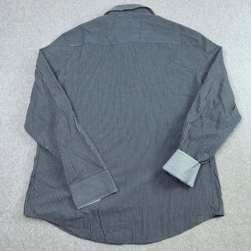 Penguin Long Sleeve Striped Button Up Shirt Black Blue Men's Size Large - Image 3 of 4