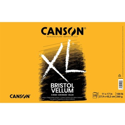 Canson XL Bristol Vellum Pad 11X17-Fold Over, 25 Sheets