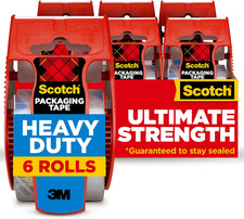 Scotch Heavy Duty Shipping Packing Tape, Clear, Packing Tape for Moving Boxes an