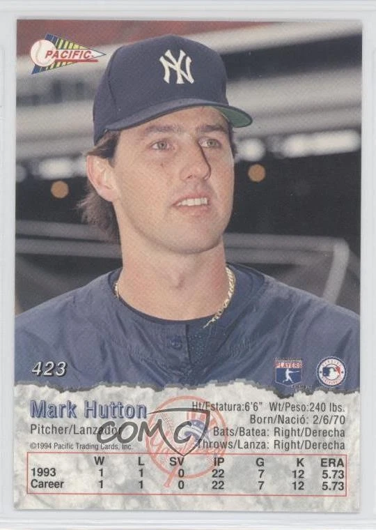 1994 Pacific Crown Collection Mark Hutton #423 - Image 2 of 2