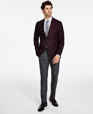  295 Tommy Hilfiger Men's Burgundy Modern Fit Solid Sport Coat 40 R pap2226b
