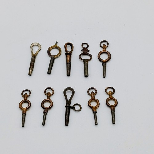 Vintage Mixed Lot 10 Pocket Watch Winding Key Winders Watchmaker Parts