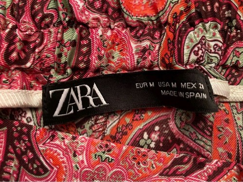 Zara Spain sz M Paisley Multicolored Satin Pants Pockets elastic back waist - Bild 6 von 6