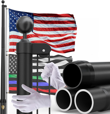 25FT Heavy Duty Flag Pole for outside House,2.68'' Ultra Wide Aluminum Base,100Mp