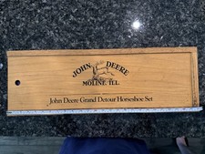 John Deere Grand Detour Horseshoe Set Moline IL Wooden Box Vintage