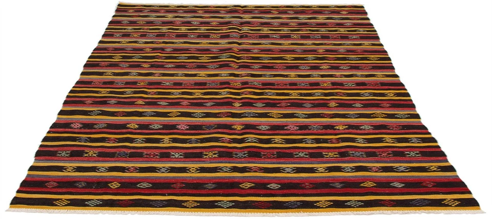 Винтажный шерстяной ковер ручной работы Tribal 5 футов 9 дюймов x 10 футов 6 дюймов - Изображение 2 из 4