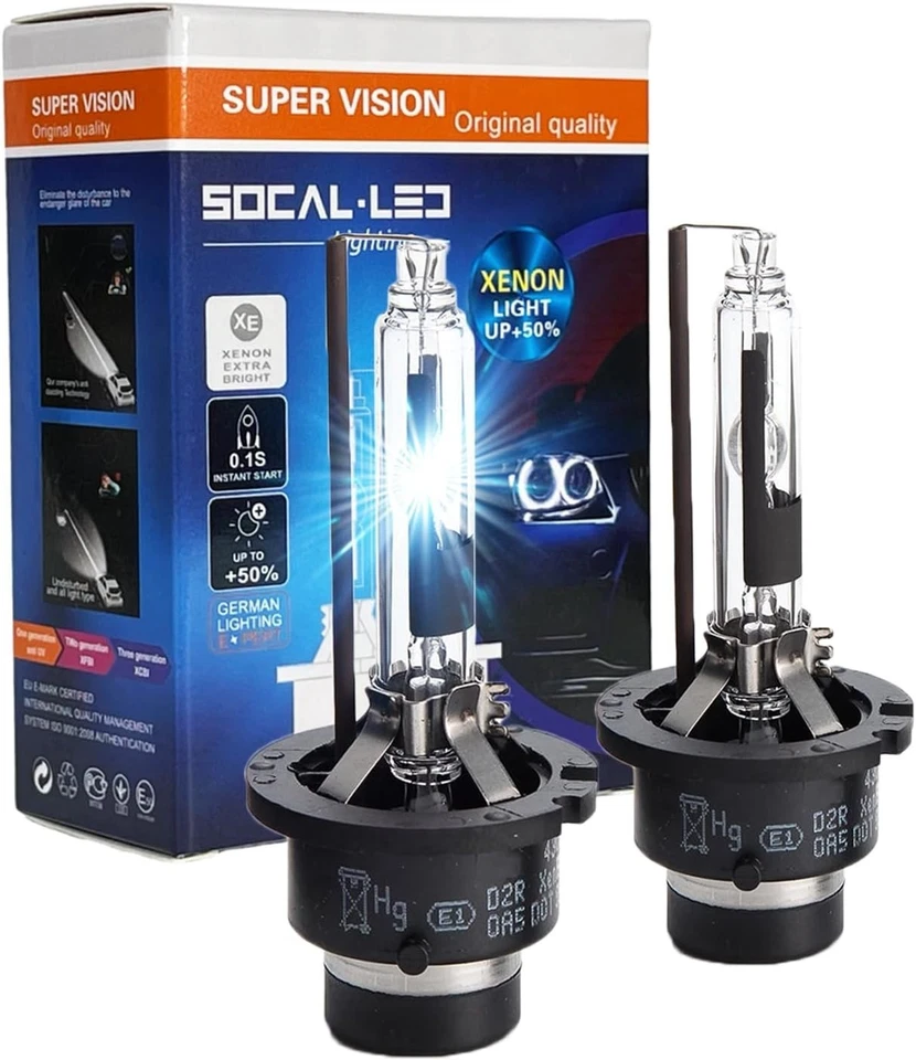 D2R Xenon HID Headlight Bulbs 6000K Crystal White 2 Pack High Low Beam Replac... - Image 3 of 4