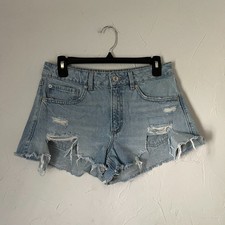 Garage Festival y2k Denim Shorts Size 5 Light Wash Distressed Raw Hem Cutoff