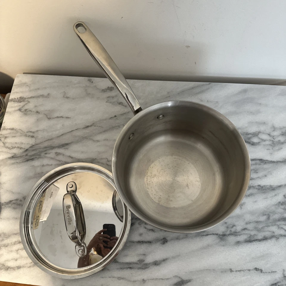 Соусы Breville 3 кварты с крышкой все варочные панели безопасны для духовки из нержавеющей стали Sm Dent - Изображение 3 из 4