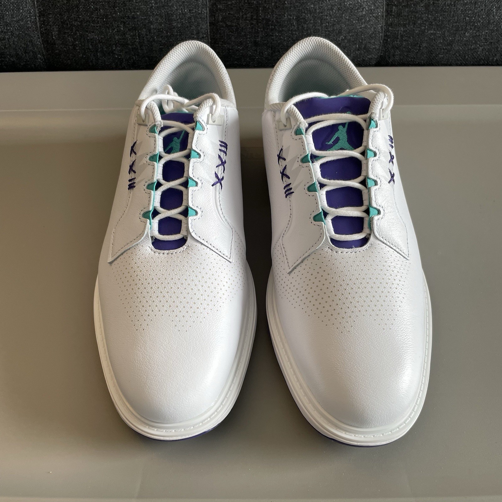 NIKE AIR JORDAN ADG 5 Golf Spikeless Shoes Mens 10 WIDE White Grape FQ7874-100 thumbnail 2