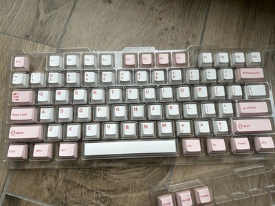 Pink/White Keycap Set (PBT / Double Shot) for TKL (ANSI)