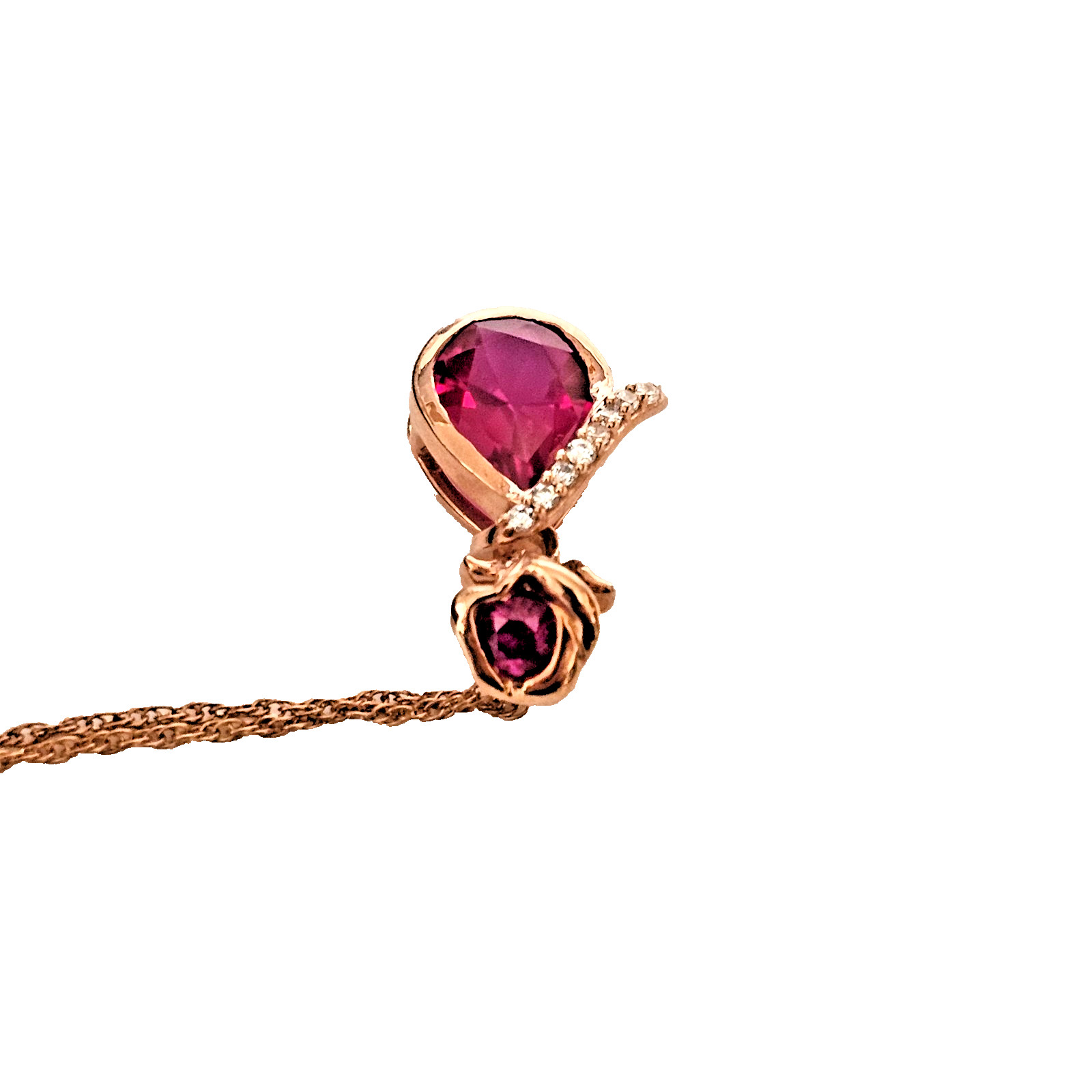 Affy Simulated Ruby Birthstone Rose Teardrop 14K … - image 15