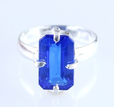 8.80 Ct Natürlicher Tansanit 13 x 8 mm Smaragdschliff Ring AGI Zertifiziert