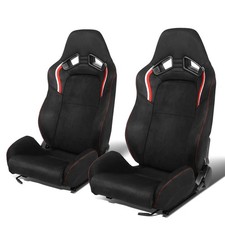 Universal Black Microfiber Fabric Reclineable Back Bucket Racing Seats Universal Black Microfiber Fabric Reclineable Back Bucket Racing Seats