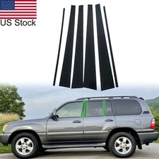For 98-07 Toyota Land Cruiser 6pcs Glossy Black Pillar Posts Window Covers Trim