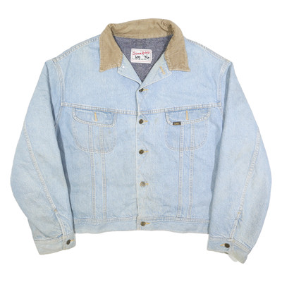 LEE Herren Beige Hellblau Jeansjacke 2XL Baumwolle Knopf Storm Rider Classic Fit
